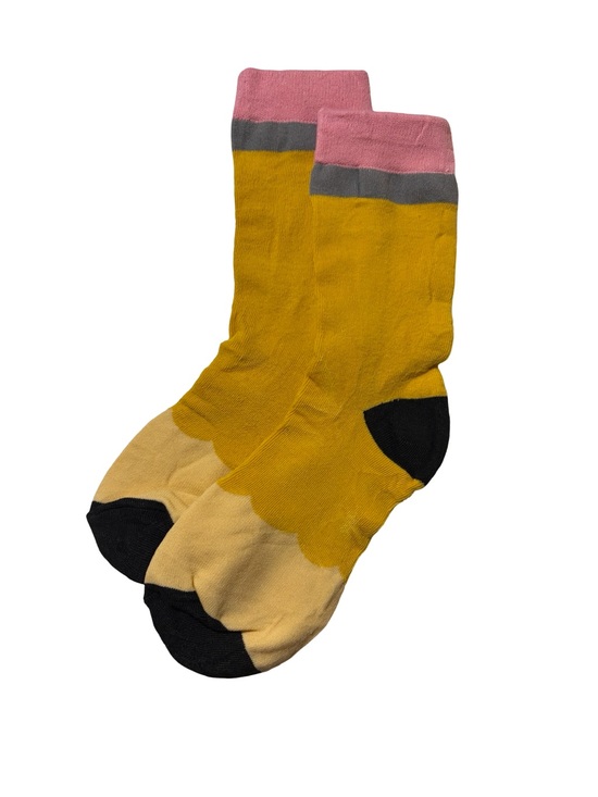 Unbranded Accessories - Yellow Pencil Novelty Crew Socks Pink Eraser Teacher Gift Women’s One Size OS